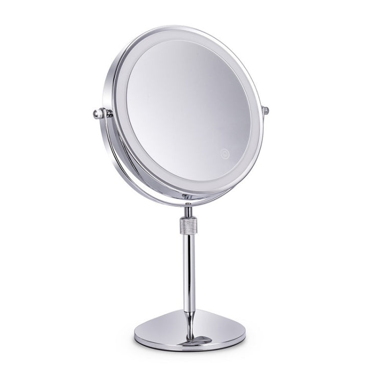 Desktop Double-SidedRound LED Luminous Makeup Mirror Liftable Magnifying Mirror, Specification:Plane + 3 Times Magnification(8-inch Battery Model) - Mirror by PMC Jewellery | Online Shopping South Africa | PMC Jewellery