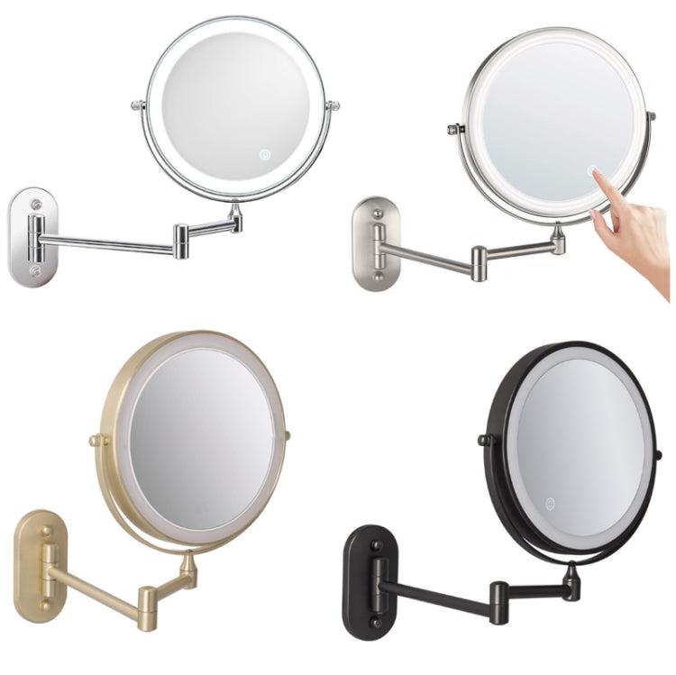 8 Inch Wall-Mounted Double-Sided Makeup Mirror LED Three-Tone Light Bathroom Mirror, Colour:USB Charging Silver(Ten Times Magnification) - Mirror by PMC Jewellery | Online Shopping South Africa | PMC Jewellery