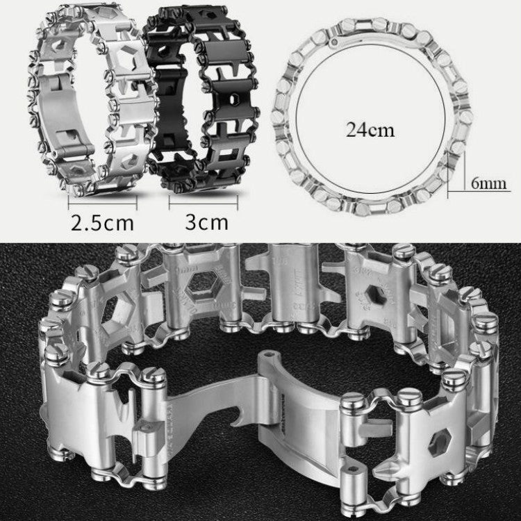 Multifunctional Stainless Steel Outdoor Survive Tool Bracelet for Men(Wide Black) - Emergency Tools by PMC Jewellery | Online Shopping South Africa | PMC Jewellery