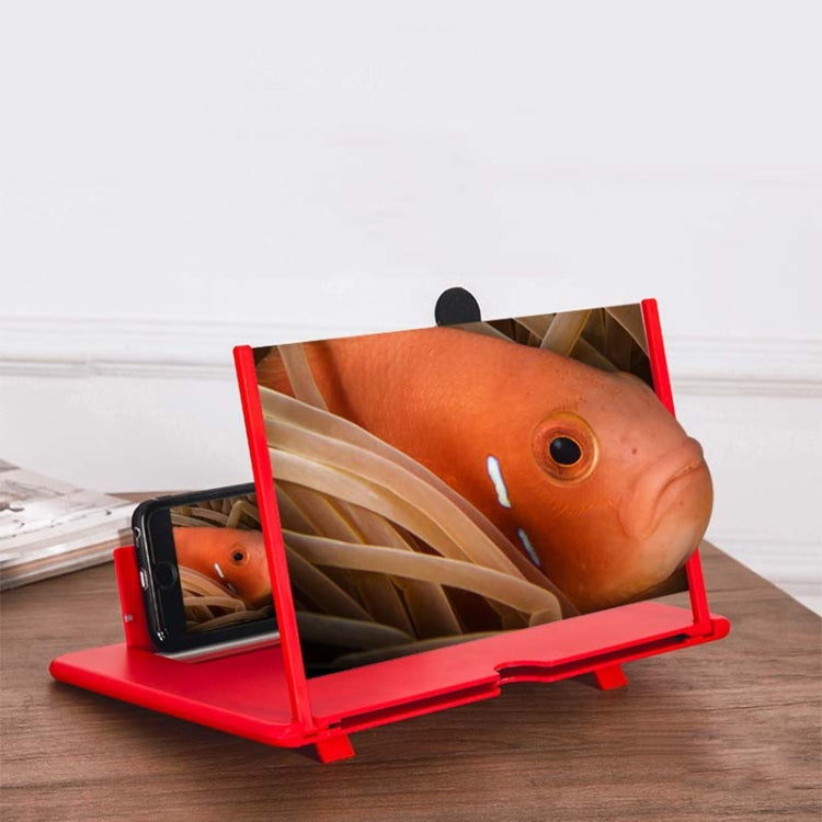 Pull-out Mobile Phone Screen Magnifier 3D Video Desktop Mobile Phone Holder, Size:12 inch(Red) - free shipping - PMC TechLife - Order now!