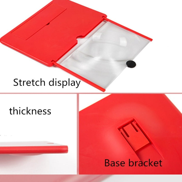 Pull-out Mobile Phone Screen Magnifier 3D Video Desktop Mobile Phone Holder, Size:12 inch(Red) - free shipping - PMC TechLife - Order now!