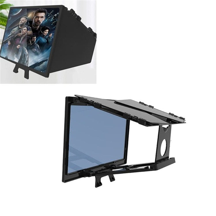 F13 12 inch Mobile Phone Screen Amplifier Foldable Three-sided Shading HD Blu-ray 3D Video Amplifier(Black) - Screen Magnifier by PMC Jewellery | Online Shopping South Africa | PMC Jewellery