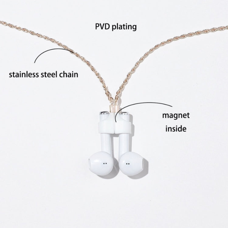 AIRPODS Wireless Headset Anti-lost Chain Strong Magnetic Sleeve Titanium Steel Stainless Steel Color Retention Anti-lost Necklace(Steel Color) - Anti-lost & Holder by PMC Jewellery | Online Shopping South Africa | PMC Jewellery