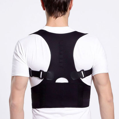 Male Female Adjustable Magnetic Posture Corrector Corset Back Men Brace Back Shoulder Belt Lumbar Support Straight, Size:L (Black) - Corrector by PMC Jewellery | Online Shopping South Africa | PMC Jewellery