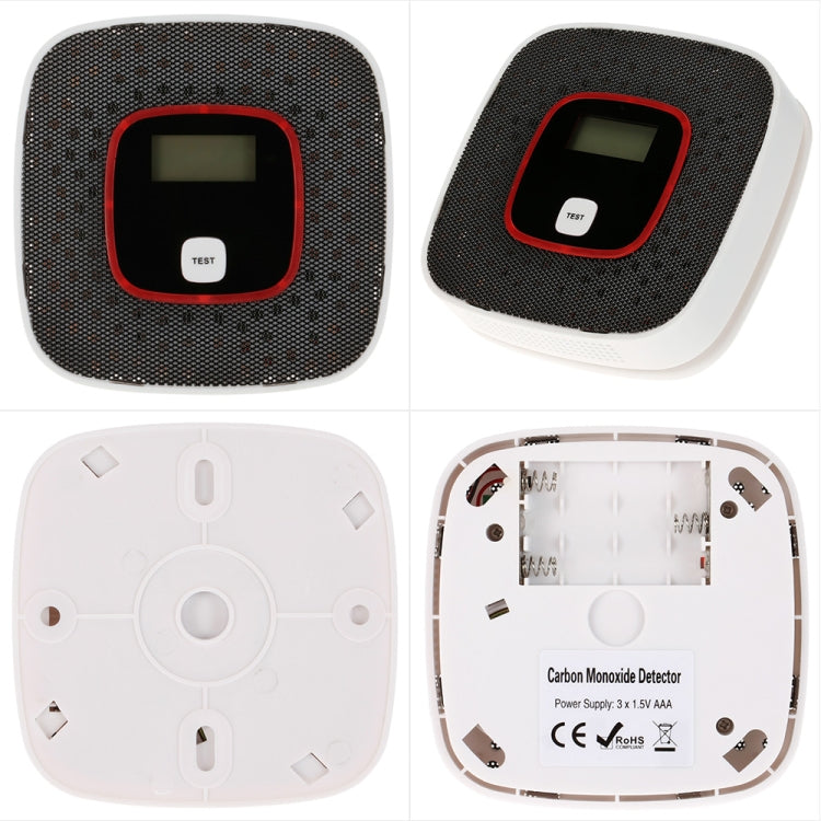 Carbon Monoxide Detector Gas Alarm Sensor Poisoning Gas Tester Human Voice Warning Detector with LCD Display(White) - Smoke Gas Detector by PMC TechLife | Online Shopping South Africa | PMC TechLife
