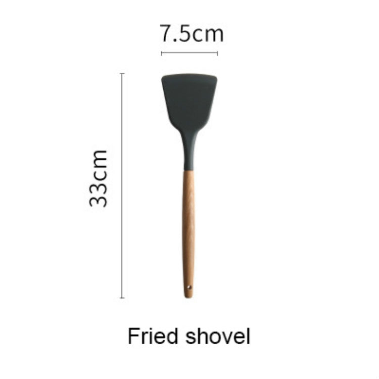 Silicone Wood Handle Spatula Heat-resistant Soup Spoon Non-stick Special Cooking Shovel Kitchen Tools Fried Shovel - Cutlery Sets by PMC Jewellery | Online Shopping South Africa | PMC Jewellery