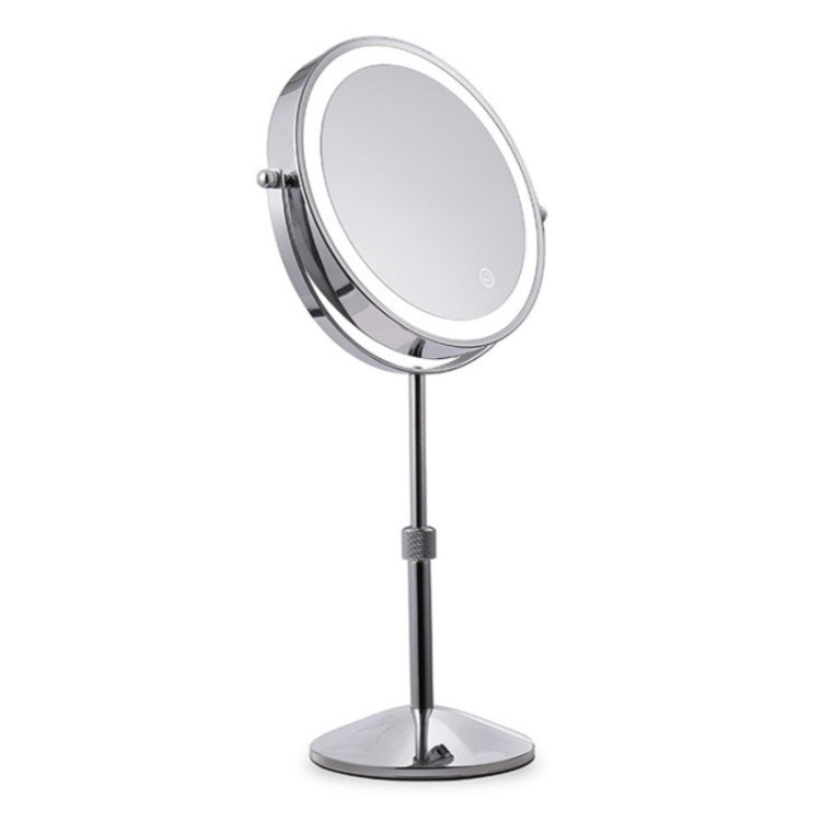 Desktop Double-SidedRound LED Luminous Makeup Mirror Liftable Magnifying Mirror, Specification:Plane + 3 Times Magnification(7-inch Rechargeable) - Mirror by PMC Jewellery | Online Shopping South Africa | PMC Jewellery