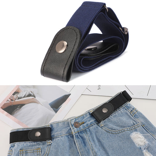 Buckle-free Elastic Force PU Leather Waistband, Length: 110cm(Blue) - Belts by PMC Jewellery | Online Shopping South Africa | PMC Jewellery