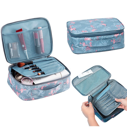 Large Capacity Portable Lady Waterproof Padded Travel Cosmetic Bag Beautician Storage Bags Women Makeup Bag(Style A Grey Lemon) - Storage Boxes by PMC Jewellery | Online Shopping South Africa | PMC Jewellery