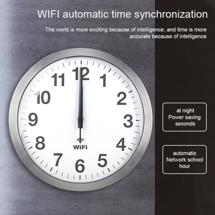 Smart Network Automatic Time Synchronization Wifi Wall Clock Modern Minimalist Silent Living Room Clock, Size:12 inch(White) - free shipping - PMC TechLife - Order now!