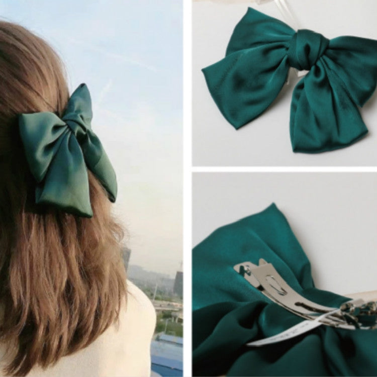 5 PCS Satin Bow Hairpin Back Head Hair Accessories, Colour: Dark Green - Head Bands by PMC Jewellery | Online Shopping South Africa | PMC Jewellery