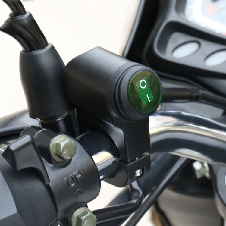Motorcycle Aluminum Alloy Faucet LED Waterproof Switch Accessories Headlight Switch(Green Light Black) - Electrical System by RAYANA | Online Shopping South Africa | PMC Jewellery