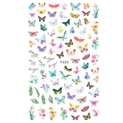 10pcs 3D Adhesive Butterfly Retro Rose Color Nail Art Sticker(F-625) - Nail Stickers by PMC Jewellery | Online Shopping South Africa | PMC Jewellery