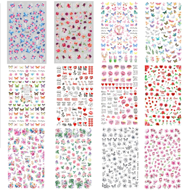 10pcs 3D Adhesive Butterfly Retro Rose Color Nail Art Sticker(F-625) - free shipping - PMC TechLife - Order now!