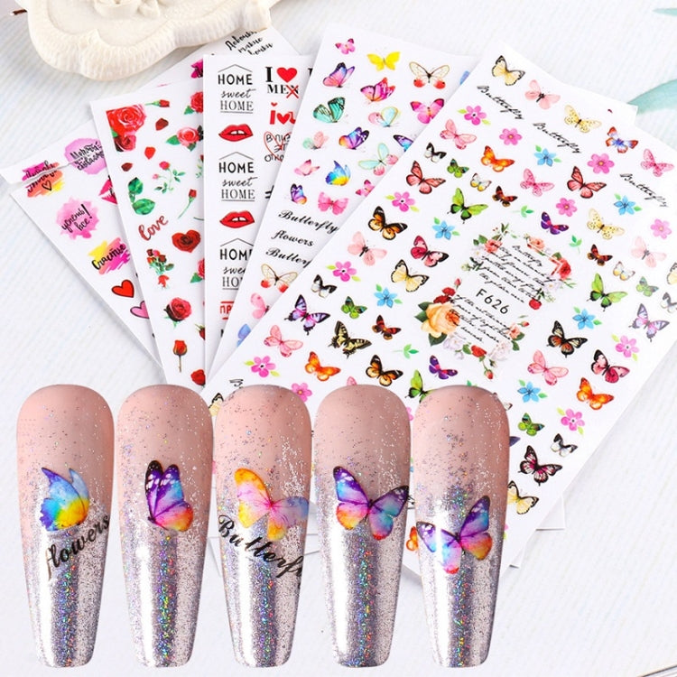 10pcs 3D Adhesive Butterfly Retro Rose Color Nail Art Sticker(F-668) - free shipping - PMC TechLife - Order now!