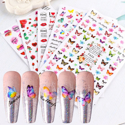 10pcs 3D Adhesive Butterfly Retro Rose Color Nail Art Sticker(F-668) - Nail Stickers by PMC Jewellery | Online Shopping South Africa | PMC Jewellery