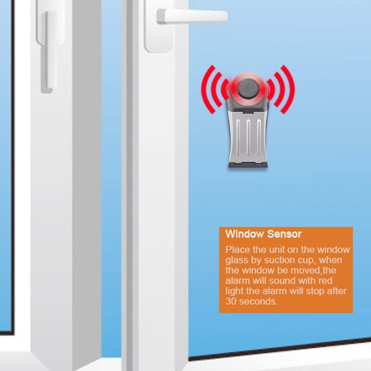 MSA-803 Window Vibration Alarm Door Stopper Flashing Light Burglar Alarm(White) - Door Window Alarm by PMC Jewellery | Online Shopping South Africa | PMC Jewellery