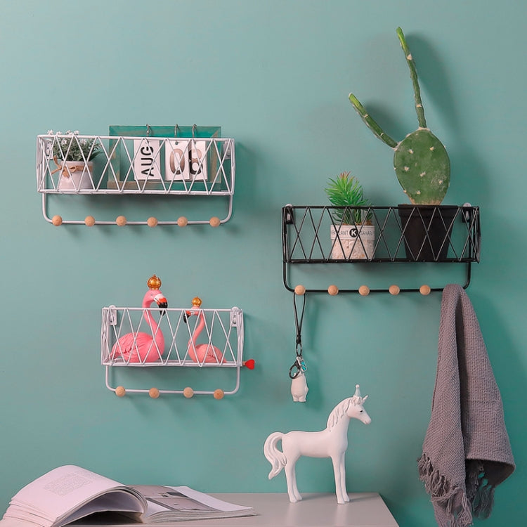 Wall Hook Rack Home Wall Decoration Creative Multifunctional Partition Wrought Iron Rack, Size:Large(Black) - Shelf & Hooks by PMC Jewellery | Online Shopping South Africa | PMC Jewellery