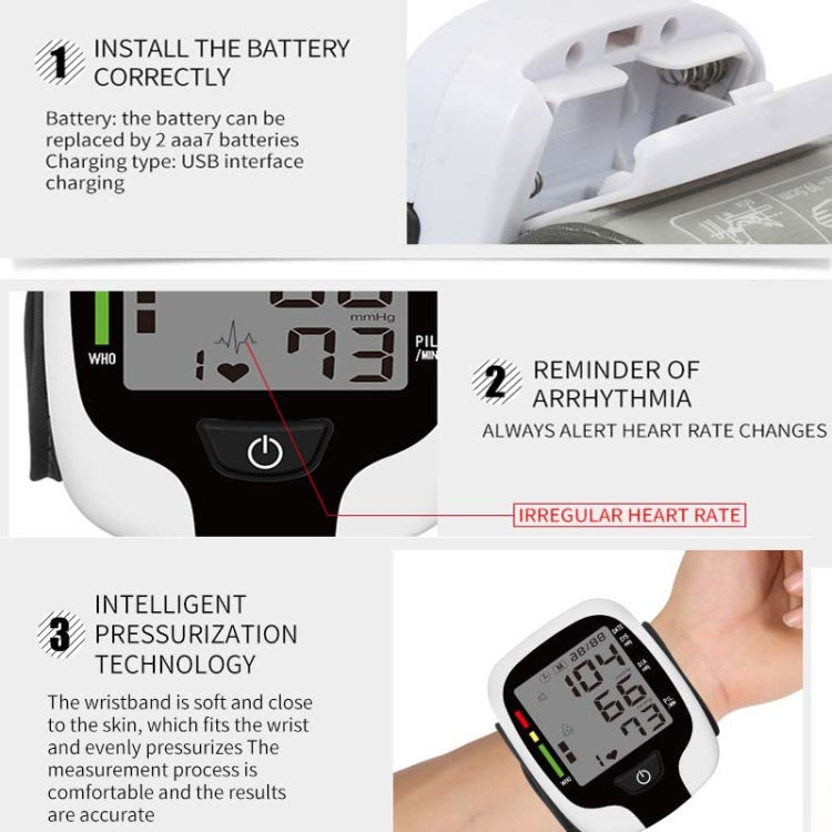 Wrist Type Electronic Blood Pressure Monitor Home Automatic Wrist Type Blood Pressure Measurement, Style: Live Voice Broadcast(White English) - Sphygmomanometer by PMC Jewellery | Online Shopping South Africa | PMC Jewellery