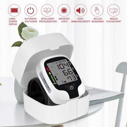 Wrist Type Electronic Blood Pressure Monitor Home Automatic Wrist Type Blood Pressure Measurement, Style: No Voice Announcement(White English) - Sphygmomanometer by PMC Jewellery | Online Shopping South Africa | PMC Jewellery