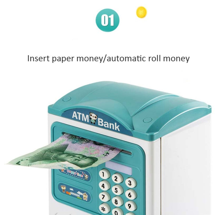 Simulation Password Fingerprint Sensor Unlocking Money Box Automatic Roll Money Safe ATM Piggy Bank(Pink) - free shipping - PMC TechLife - Order now!