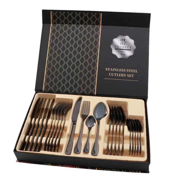24 in 1 Stainless Steel Tableware Western Steak Cutlery Gift Set, Color: Black - Cutlery Sets by PMC Jewellery | Online Shopping South Africa | PMC Jewellery