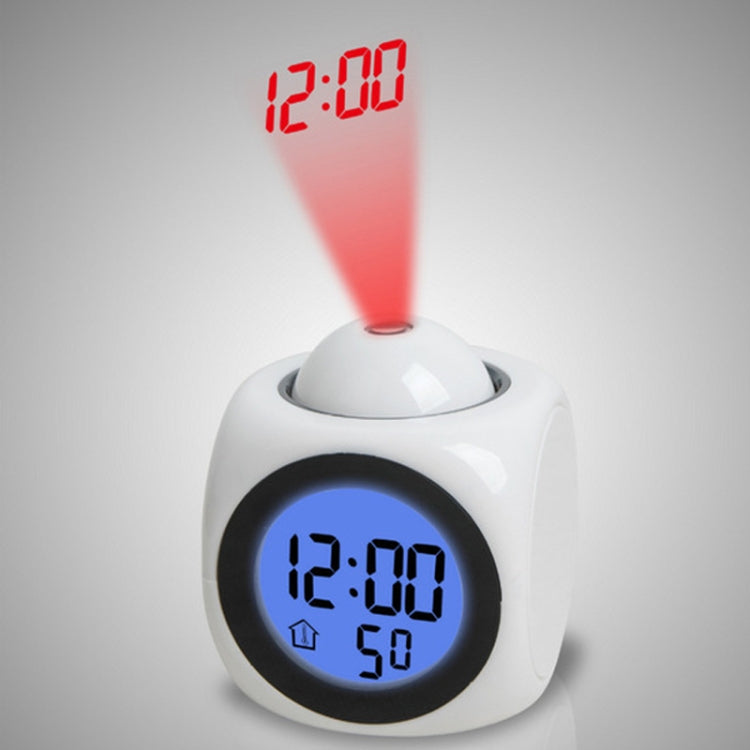 Multi-function LED Projection Alarm Clock Voice Talking Clock, Specification:White without USB cable - Wall Clock by PMC Jewellery | Online Shopping South Africa | PMC Jewellery