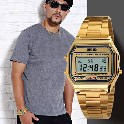 SKMEI 1123 Men Business Lightweight Watch Waterproof Steel Band Electronic Watch (Coffee Gold) - Metal Strap Watches by SKMEI | Online Shopping South Africa | PMC Jewellery | Buy Now Pay Later Mobicred