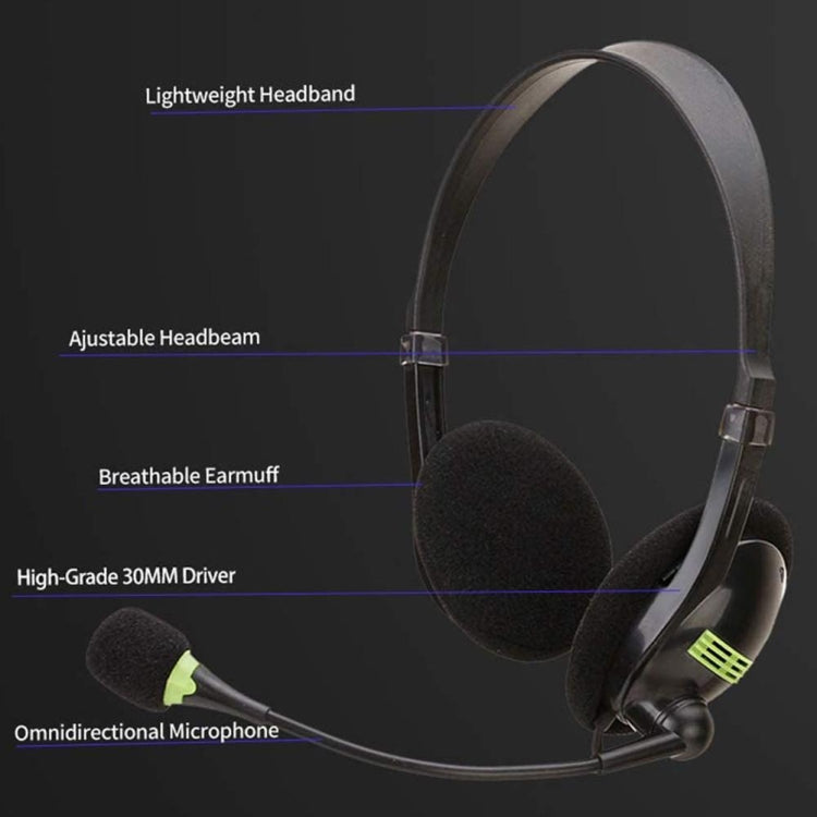 Computer USB Interface Headphone Aviation Headset with Microphone - Multimedia Headset by PMC TechLife | Online Shopping South Africa | PMC TechLife