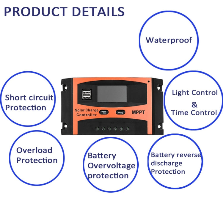 MPPT 12V/24V Automatic Identification Solar Controller With USB Output, Model: 30A - Others by PMC TechLife | Online Shopping South Africa | PMC TechLife