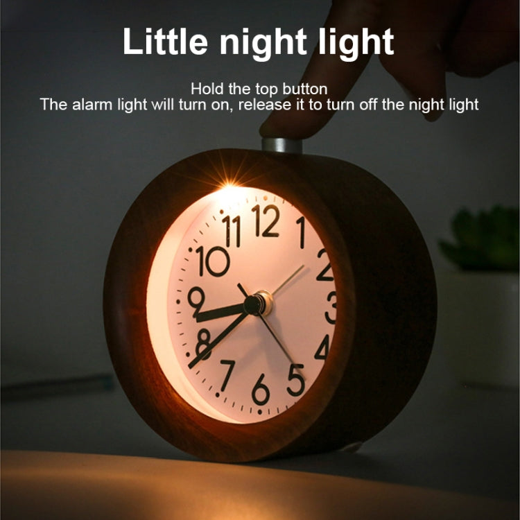 Solid Wood Silent Snooze Alarm Clock with Pointer(Round Dark) - free shipping - PMC TechLife - Order now!