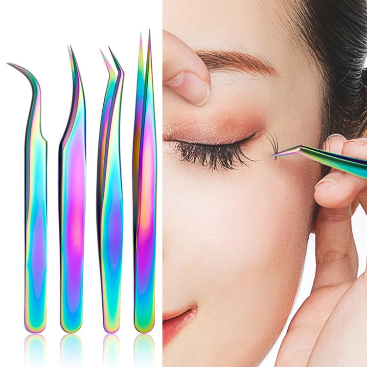 Nail Art Eyelash Tweezers Stainless Steel Colorful High Precision Grafting Eyelash Curler, Specification: 3 PCS Mirror Light Dolphin Clip - Tools by PMC Jewellery | Online Shopping South Africa | PMC Jewellery