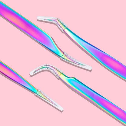 Nail Art Eyelash Tweezers Stainless Steel Colorful High Precision Grafting Eyelash Curler, Specification: 3 PCS Mirror Light Dolphin Clip - Tools by PMC Jewellery | Online Shopping South Africa | PMC Jewellery