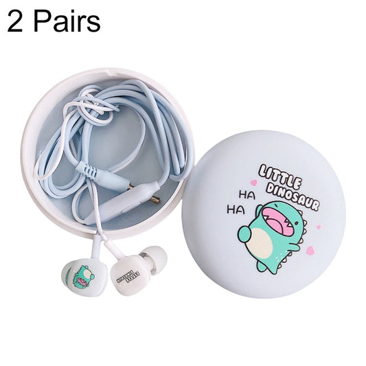 2 Pairs Cartoon Pattern Heavy Bass In-Ear Headphones Universal Wired Headphones with Microphone(Light Blue) - In Ear Wired Earphone by PMC Jewellery | Online Shopping South Africa | PMC Jewellery