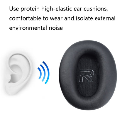 1 Pair Protein Skin Leather Headest Sponge Earmuffs For Edifier W820BT / W808BT / K815 / K815PG1 / H840 / K800 / K830(Black) - Earmuff & Pad by PMC Jewellery | Online Shopping South Africa | PMC Jewellery