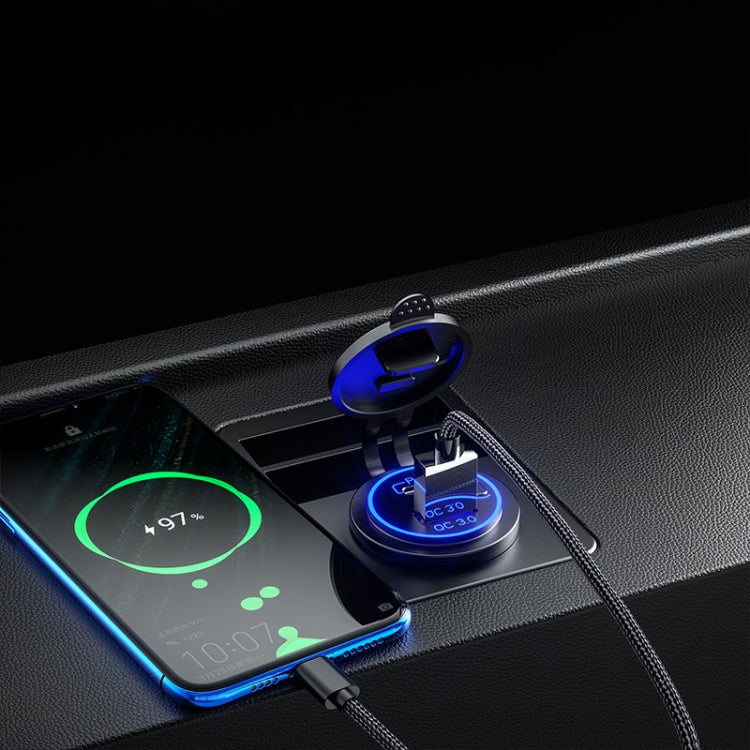 Car Motorcycle Ship Modified USB Charger Waterproof PD + QC3.0 Fast Charge, Model: Red Light With Terminal - DIY Modified Charger by PMC TechLife | Online Shopping South Africa | PMC TechLife