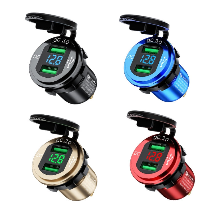 Car Motorcycle Modified USB Charger QC3.0 Metal Waterproof Fast Charge(Red Shell Red Light) - DIY Modified Charger by PMC TechLife | Online Shopping South Africa | PMC TechLife