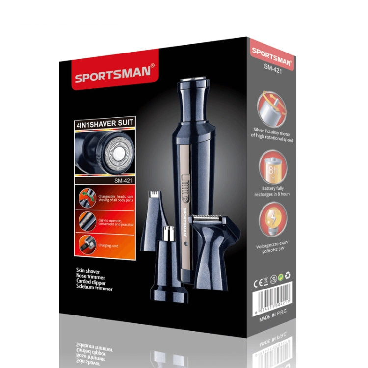 Sportsman SM-421 4 In 1 Electric Mini Shaving Lettering Hair Knife Nose Hair Cutting EU Plug(Gray) - Electric Shavers by SPORTSMAN | Online Shopping South Africa | PMC Jewellery