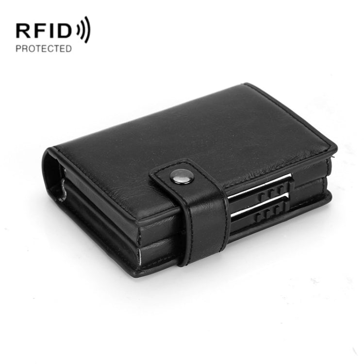 Dual Card Aluminum Alloy Card Box RFID Anti-Theft Wallet(Mad Horse Black) - Antimagnetic RFID Package by PMC Jewellery | Online Shopping South Africa | PMC Jewellery