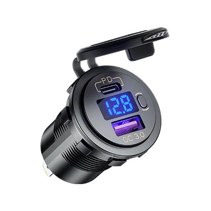 12V Modified Car USB Charger With Voltage Display PD QC3.0 Socket(With Terminal Green Light) - DIY Modified Charger by PMC Jewellery | Online Shopping South Africa | PMC Jewellery