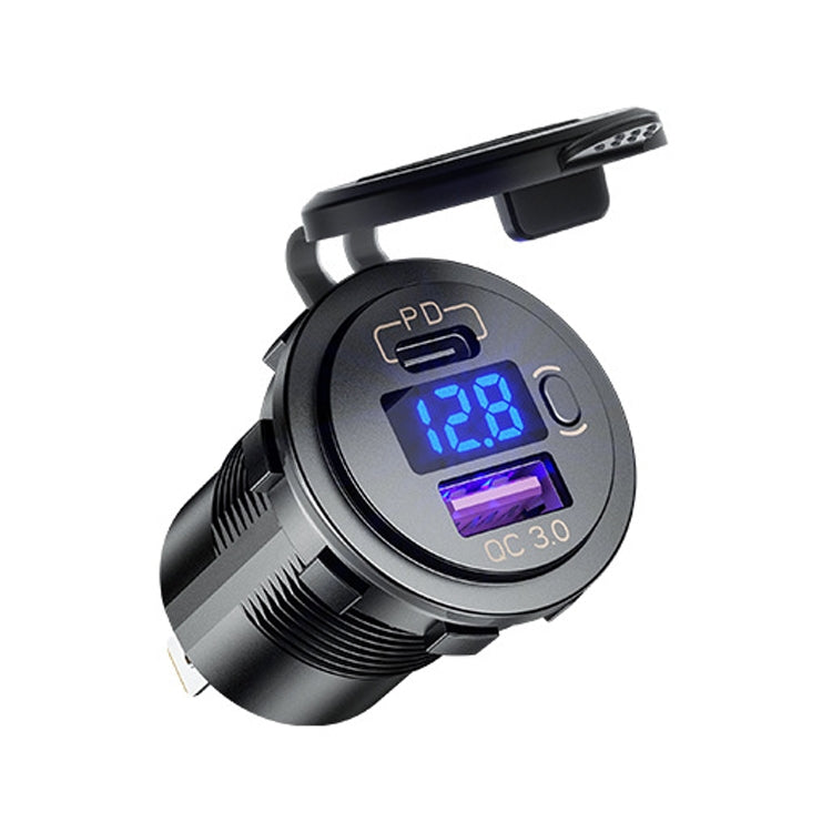 12V Modified Car USB Charger With Voltage Display PD QC3.0 Socket(With Terminal Red Light) - DIY Modified Charger by PMC TechLife | Online Shopping South Africa | PMC TechLife