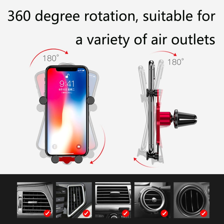 OATSBASF Car Air Outlet Gravity Mobile Phone Holder Snap-On Metal Bracket(Black) - Car Holders by OATSBASF | Online Shopping South Africa | PMC Jewellery