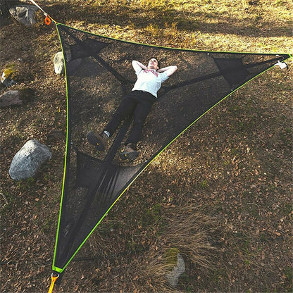 2.8m Family Outdoor Portable Aerial Tent Multi-person Camping Triangle Hammock(Black) - Hammocks by PMC Jewellery | Online Shopping South Africa | PMC Jewellery