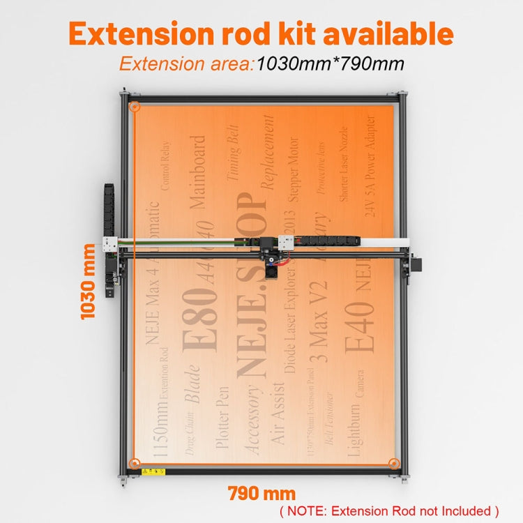 1150mm Y-Axis Extension Kit Aluminum Profile Rail For NEJE MAX 4 / 3 MAX V2 Laser Engraver - DIY Engraving Machines by PMC TechLife | Online Shopping South Africa | PMC TechLife