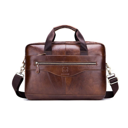 BULL CAPTAIN 044 14 Inch Handheld Computer Briefcase Men Leather Messenger Bag(Brown) - Handbags by BULL CAPTAIN | Online Shopping South Africa | PMC Jewellery | Buy Now Pay Later Mobicred