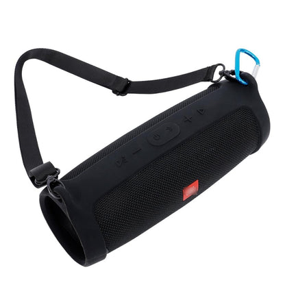 For JBL Charge 4 Bluetooth Speaker Portable Silicone Protective Cover with Shoulder Strap & Carabiner(Black) - Protective Case by PMC Jewellery | Online Shopping South Africa | PMC Jewellery