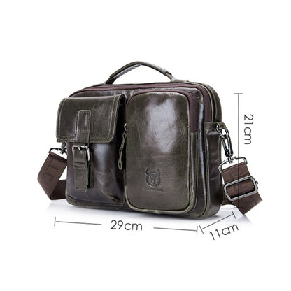 BULL CAPTAIN 036 Men Leather Shoulder Bag Retro First-Layer Cowhide Messenger Bag(Brown) - Single-shoulder Bags by BULL CAPTAIN | Online Shopping South Africa | PMC Jewellery