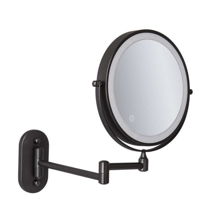 8 Inch Wall-Mounted Double-Sided Makeup Mirror LED Three-Tone Light Bathroom Mirror, Colour: Battery Models Black(Triple Magnification) - Mirror by PMC Jewellery | Online Shopping South Africa | PMC Jewellery