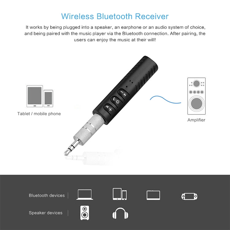 H-139 3.5mm Lavalier Bluetooth Audio Receiver with Metal Adapter(Blue) - Audio Receiver Transmitter by PMC TechLife | Online Shopping South Africa | PMC TechLife