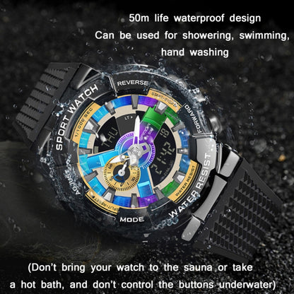 SANDA 9004 Men Symphony Dual Display Synchronous Outdoor Luminous Electronic Multifunction Watch(Black) - Silicone Strap Watches by SANDA | Online Shopping South Africa | PMC Jewellery | Buy Now Pay Later Mobicred